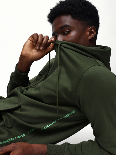 Men's Solid Hooded Relaxed Fit Pullover Sweatshirt
