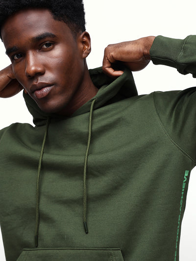 Men's Solid Hooded Relaxed Fit Pullover Sweatshirt