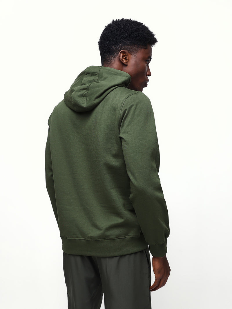 Men's Solid Hooded Relaxed Fit Pullover Sweatshirt