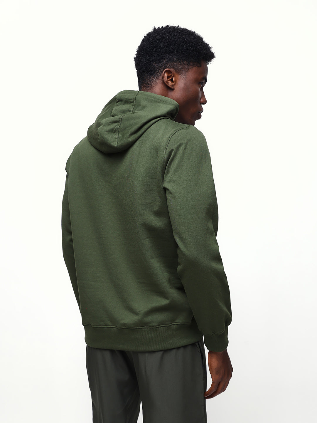 Men's Solid Hooded Relaxed Fit Pullover Sweatshirt