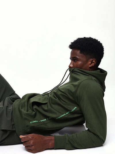 Men's Solid Hooded Relaxed Fit Pullover Sweatshirt
