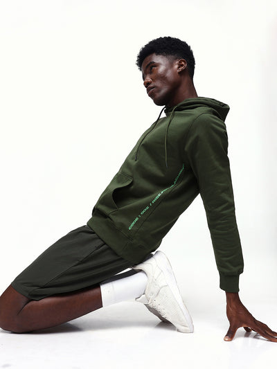 Men's Solid Hooded Relaxed Fit Pullover Sweatshirt