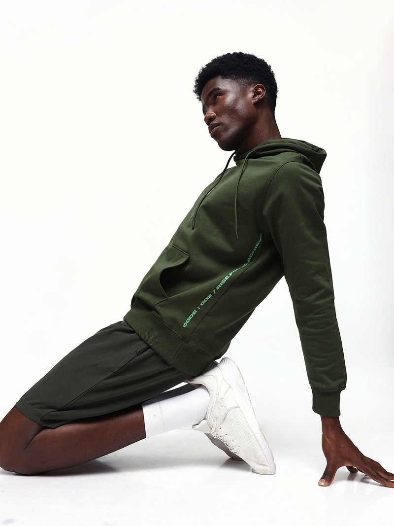 Men's Solid Hooded Relaxed Fit Pullover Sweatshirt