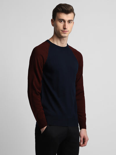 Men's Round Neck Colorblock Pullover Sweater