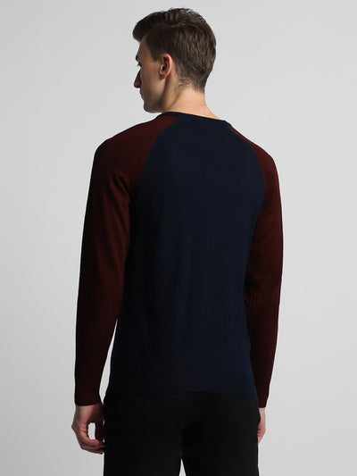 Men's Round Neck Colorblock Pullover Sweater