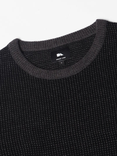 Men's Black Round Neck Pullover Sweater