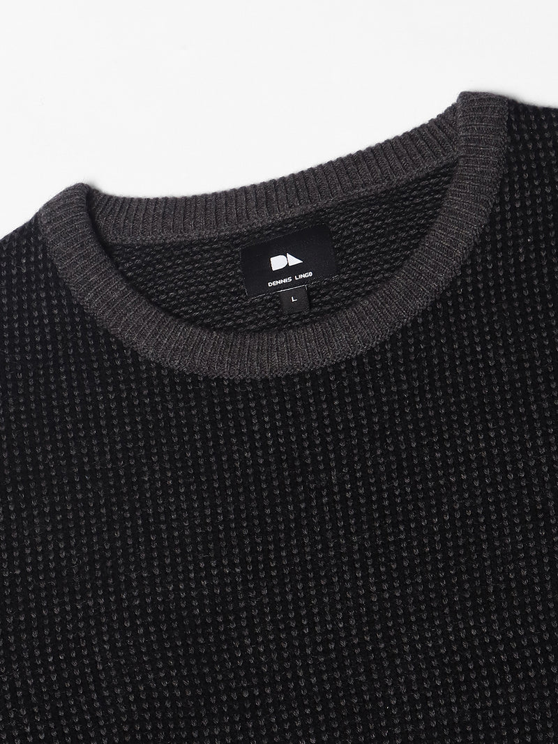 Men's Black Round Neck Pullover Sweater