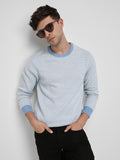 Dennis Lingo Men's Lt Blue Contrast Tipping  Full Sleeves Pullover Sweater