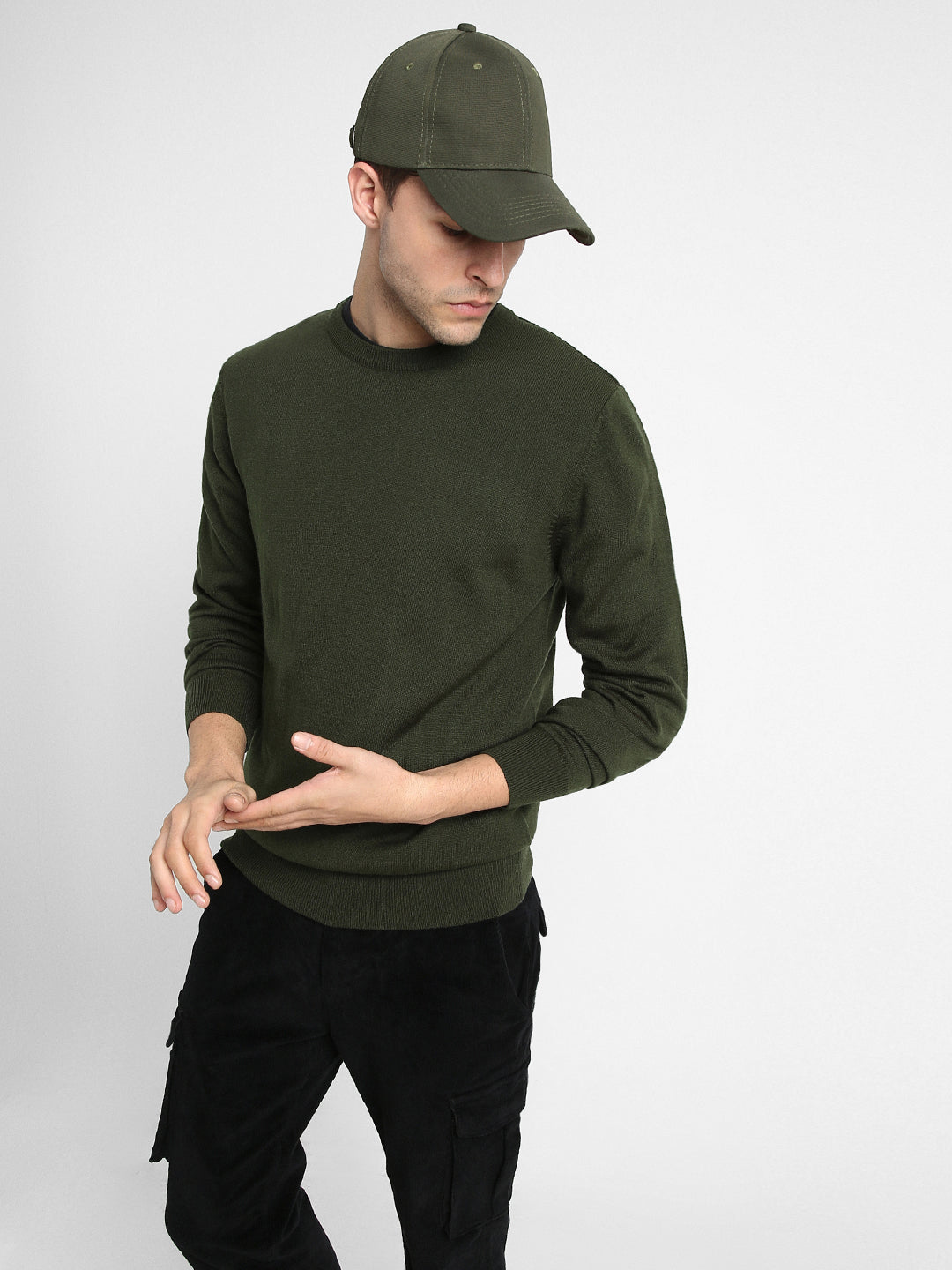 Dennis Lingo Men's Teal Green Colorblock Raglan Mock Full Sleeves Full Zip Sweater
