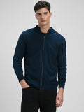 Dennis Lingo Men's Petrol Blue Solid Mock Full Sleeves Full Zip Sweater