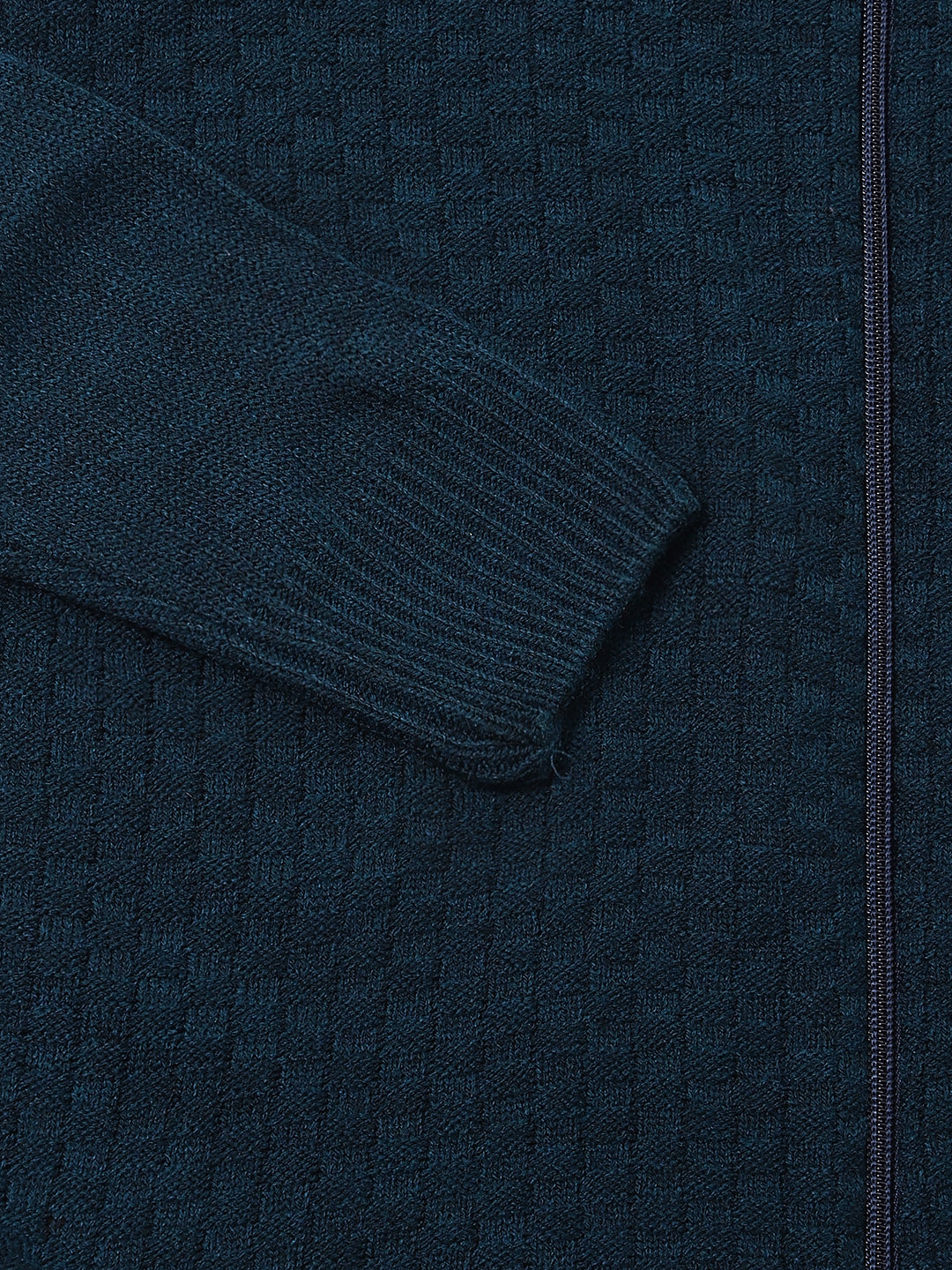 Men's Mock Regular Fit Solid Petrol Blue Sweater
