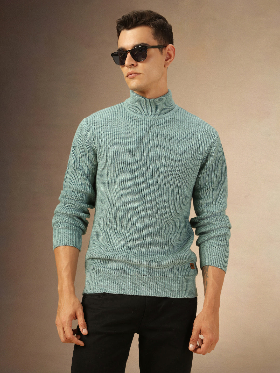 Mne's Sea Green Turtle Neck Full Sleeves Sweater – DENNIS LINGO