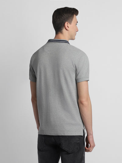 Men's Polo Regular Fit Solid Grey T-Shirt