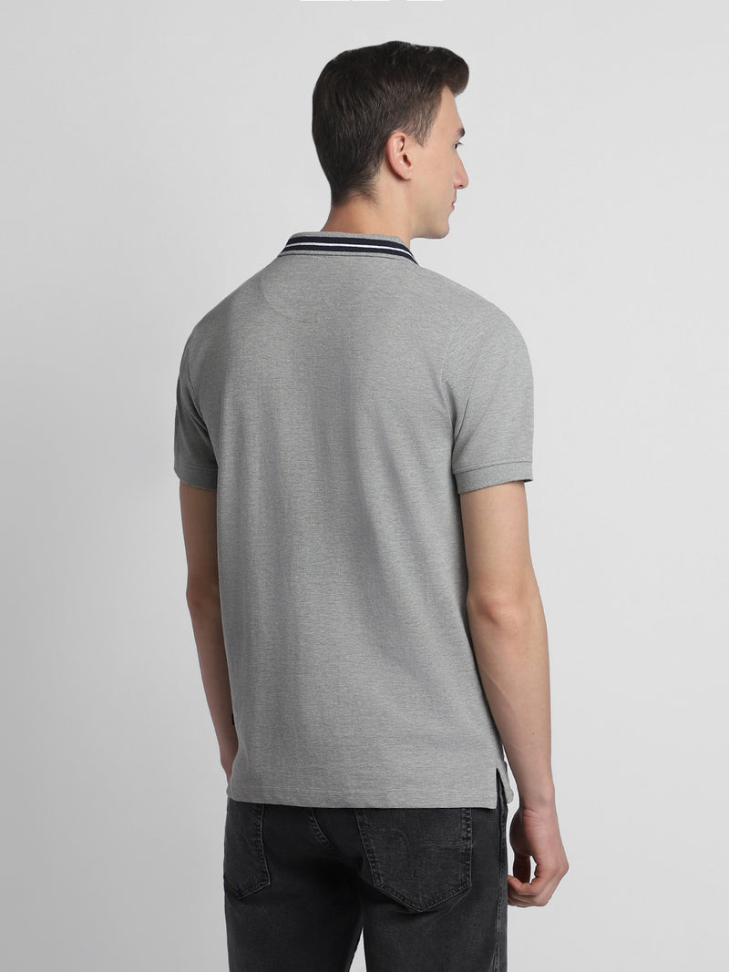 Men's Polo Regular Fit Solid Grey T-Shirt