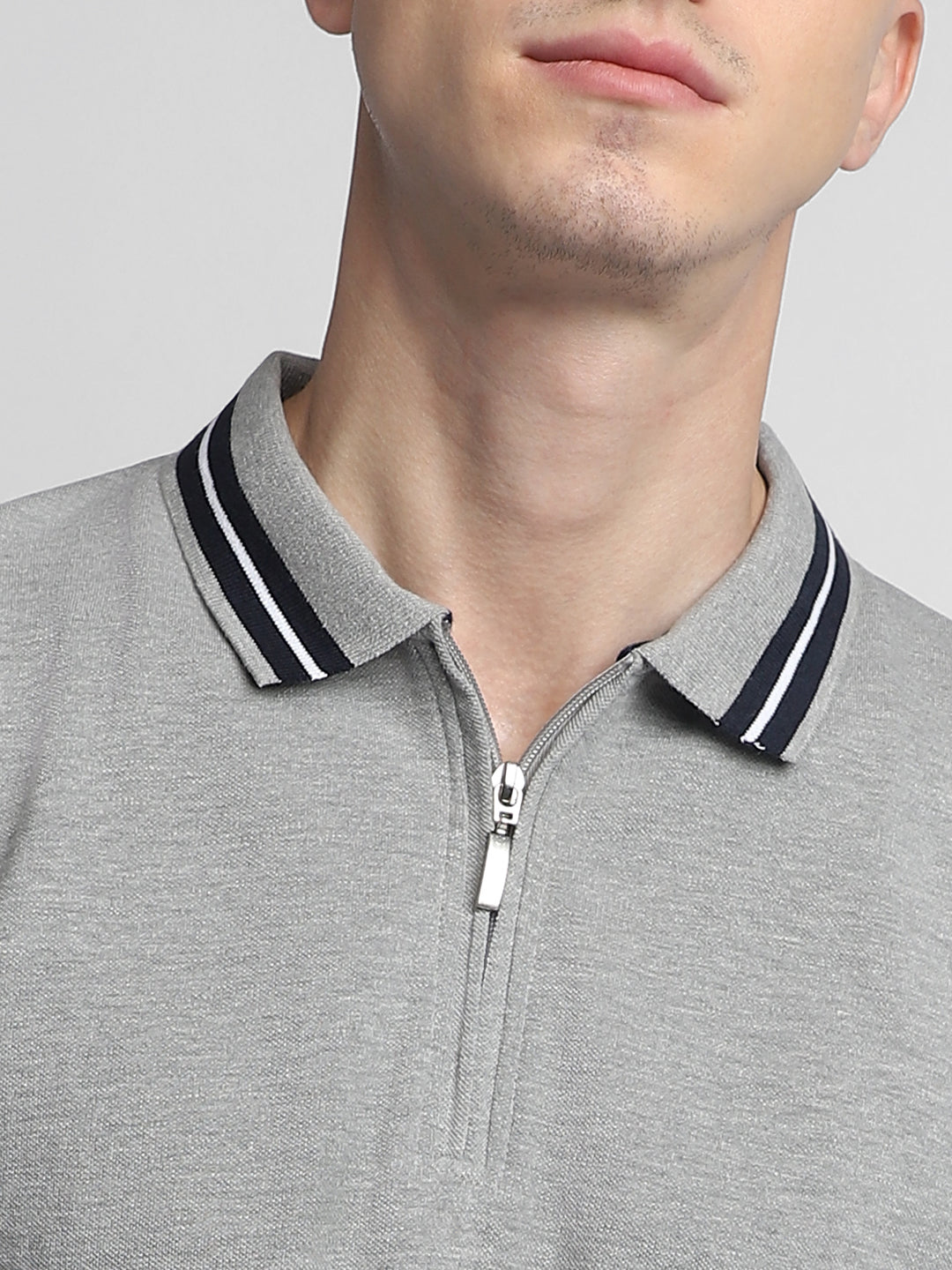 Men's Polo Regular Fit Solid Grey T-Shirt