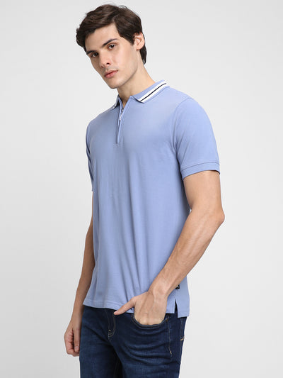 Dennis Lingo Men's Polo Regular Fit Solid Light Blue T-Shirt