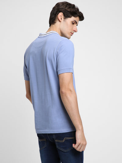 Men's Polo Regular Fit Solid Light Blue T-Shirt