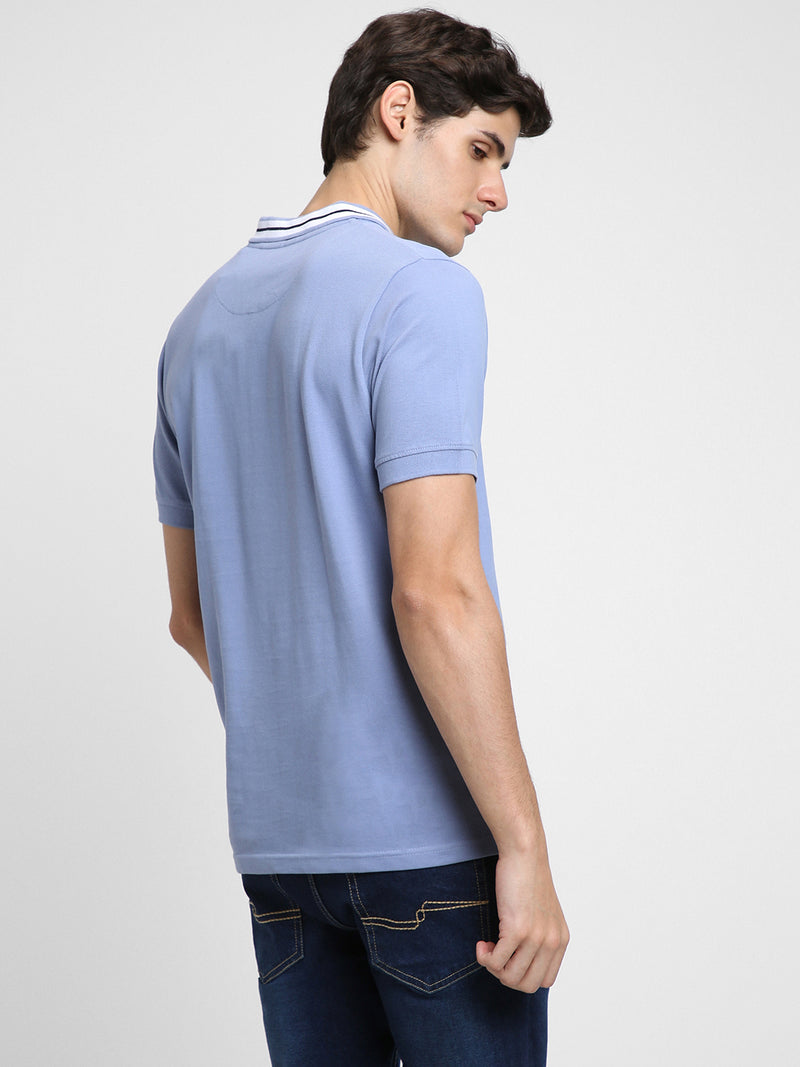 Men's Polo Regular Fit Solid Light Blue T-Shirt