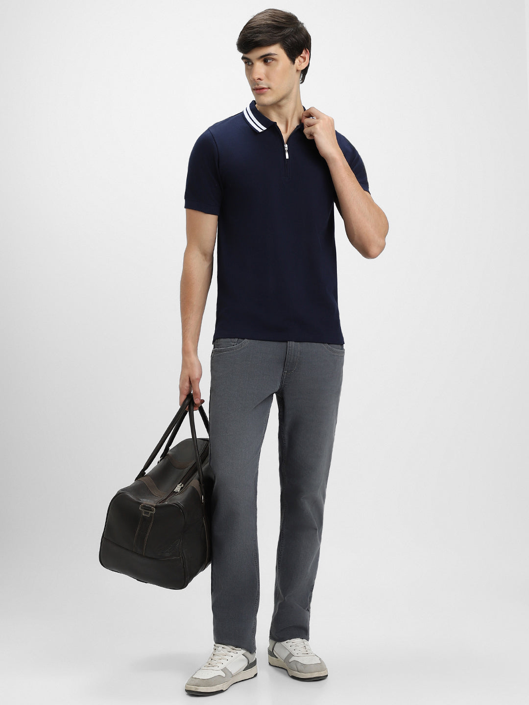 Men's Polo Regular Fit Solid Navy T-shirt