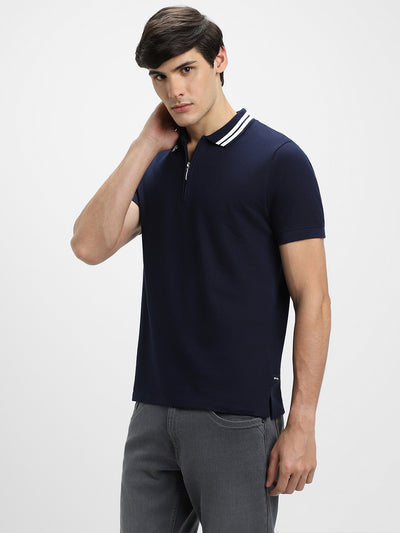 Dennis Lingo Men's Polo Regular Fit Solid Navy T-Shirts