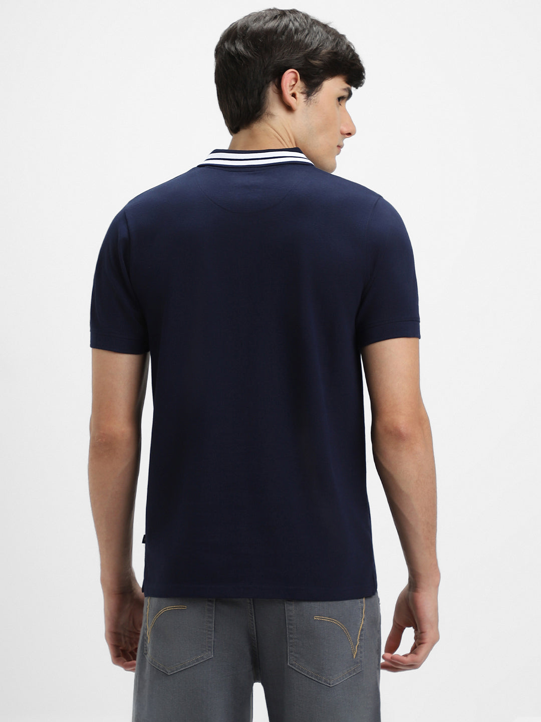 Men's Polo Regular Fit Solid Navy T-shirt