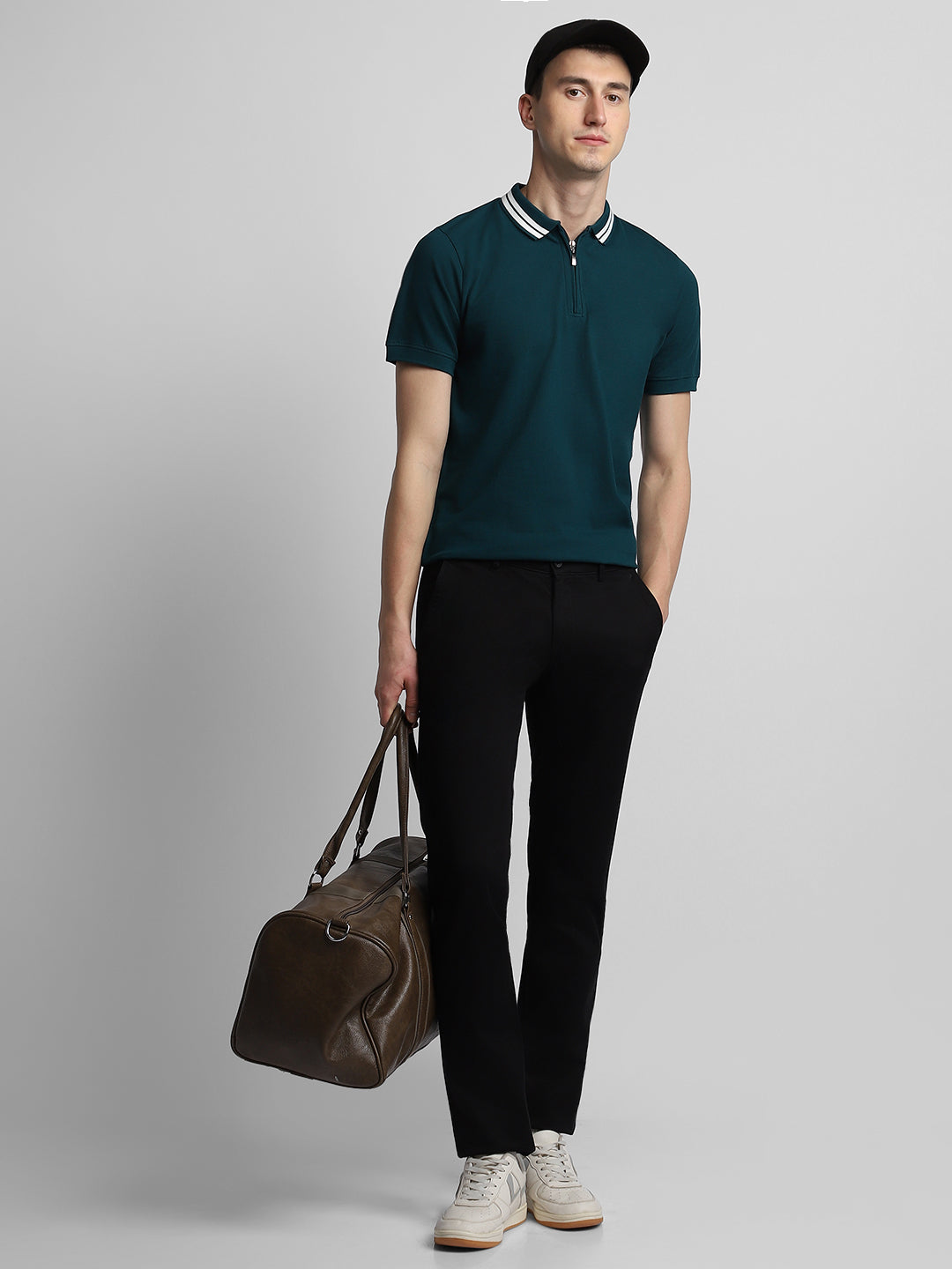 Men's Polo Regular Fit Solid Teal T-shirt