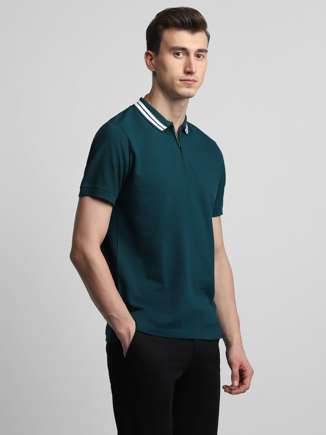 Men's Polo Regular Fit Solid Teal T-shirt