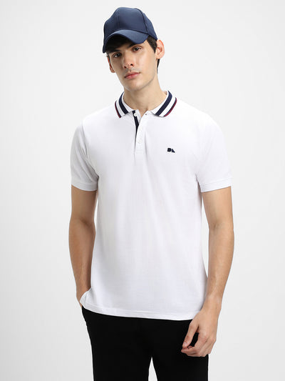 Men's Polo Regular Fit Solid White T-shirt