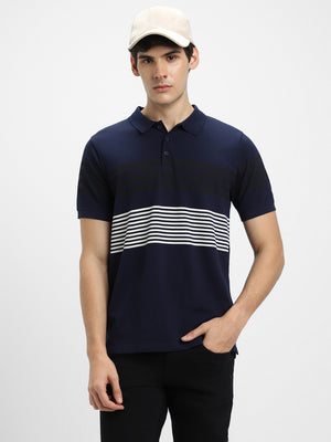 Men's Polo Regular Fit Y/D Stripes Navy T-shirt