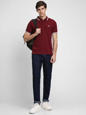 Men's Polo Regular Fit Solid Maroon T-shirt