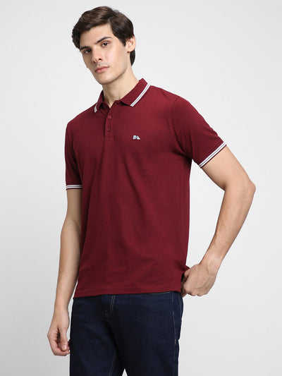Men's Polo Regular Fit Solid Maroon T-shirt