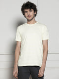 Men's Off-white Round neck Textured Casual T-shirt