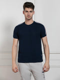 Men's Navy Round Neck Solid Regular Fit T-Shirt