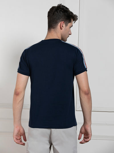 Dennis Lingo Men's Navy Round Neck Solid Regular Fit T-Shirt