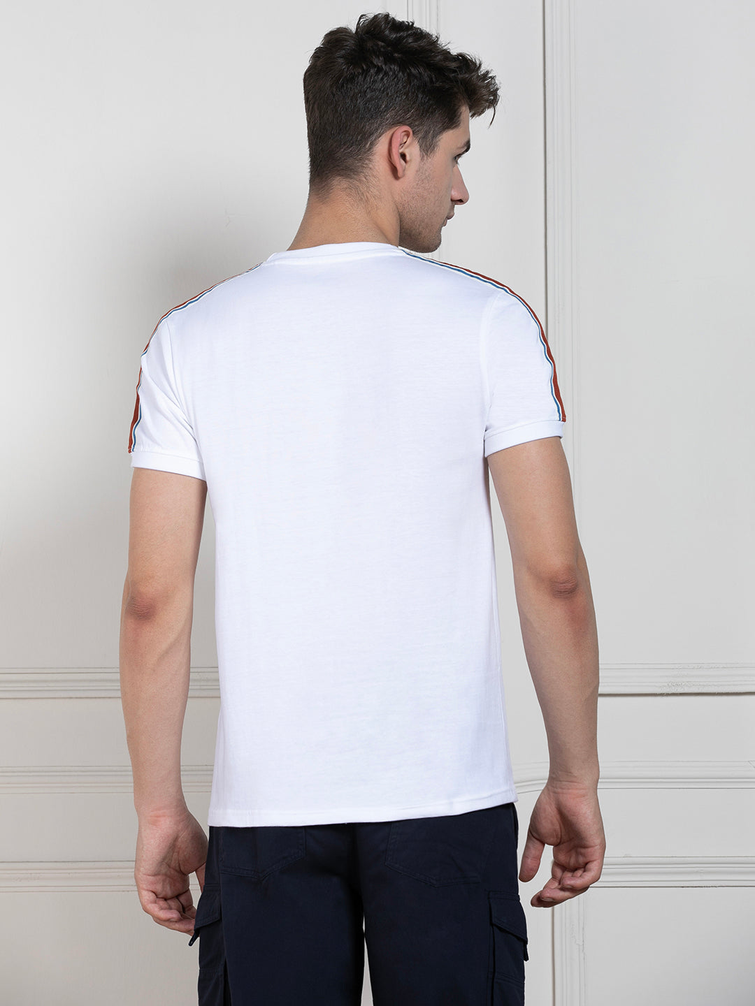 Dennis Lingo Men's White Round Neck Solid Regular Fit T-Shirt