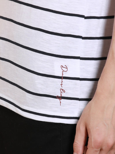 Men's Round Neck Striped Half Sleeves Casual T-shirt