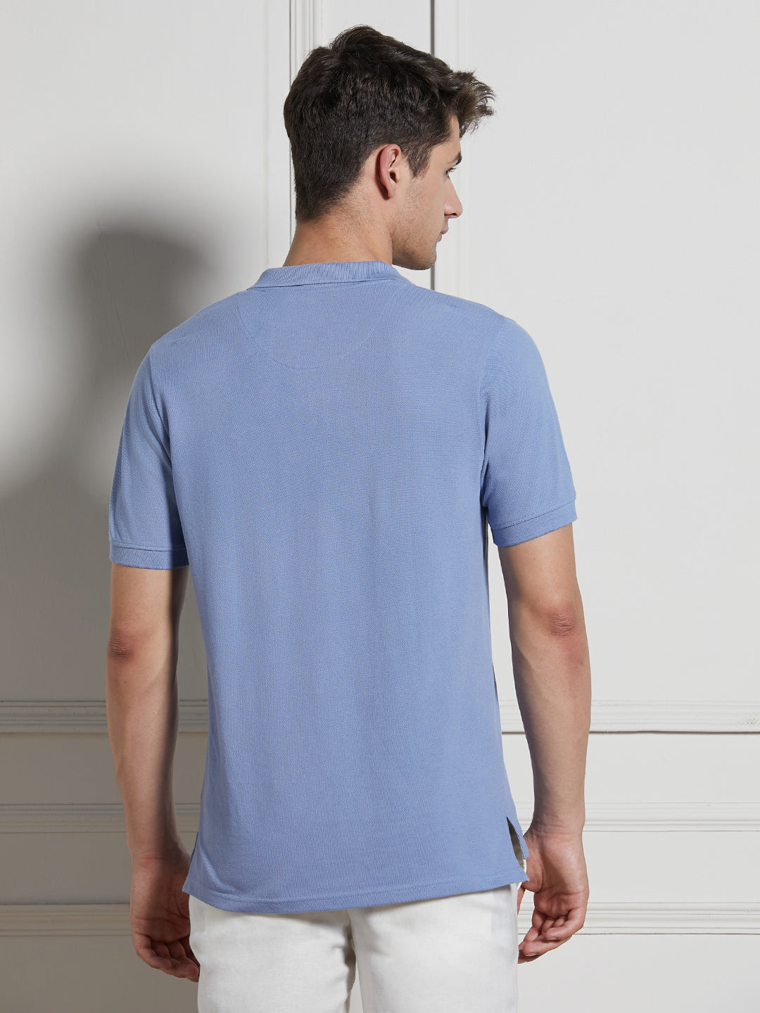 Men's Blue Cotton Regular Fit Polo T-Shirt
