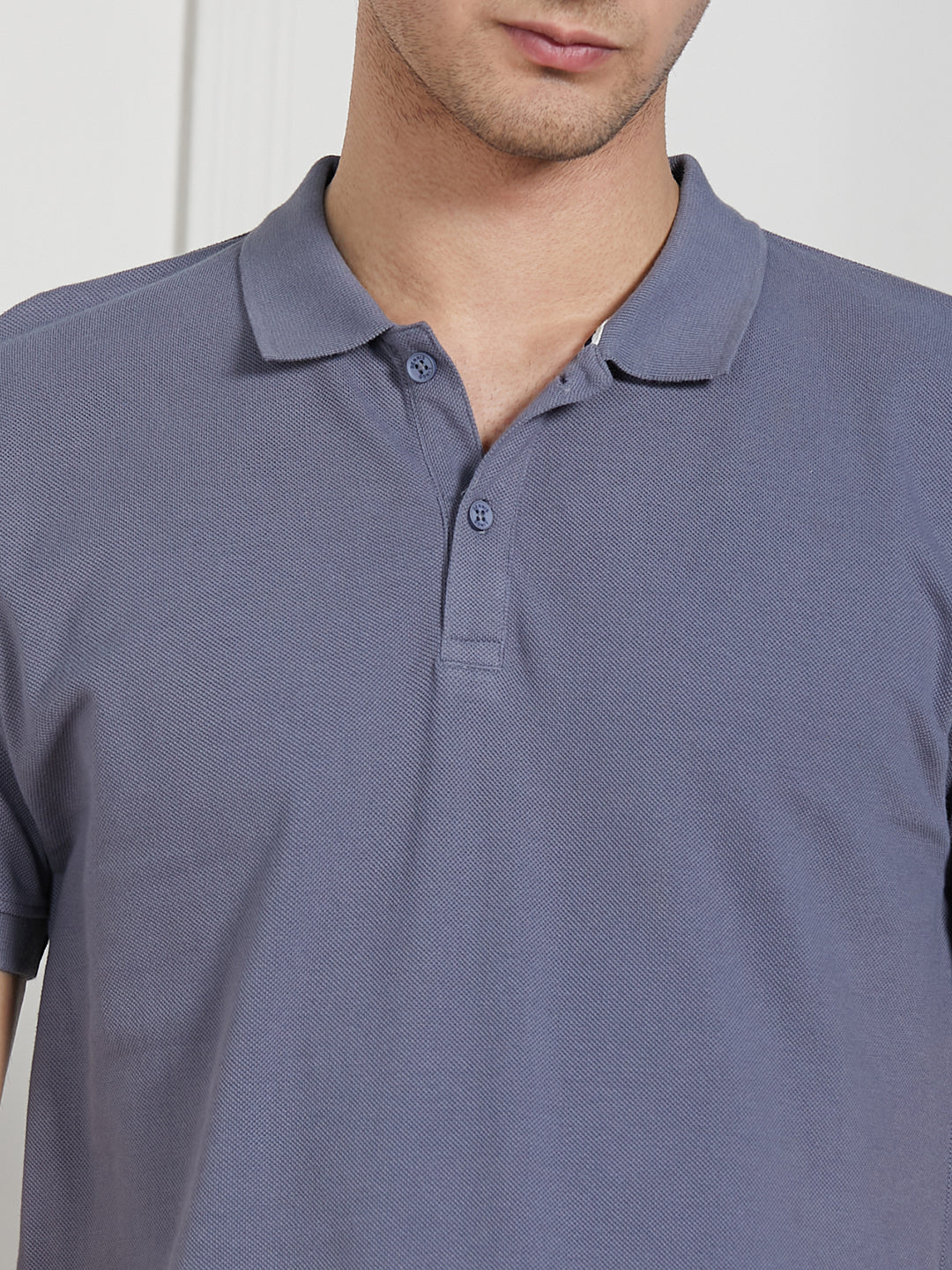 Men's Grey Cotton Regular Fit Polo T-Shirt