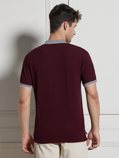 Men's Rust Cotton Regular Fit Polo T-Shirt