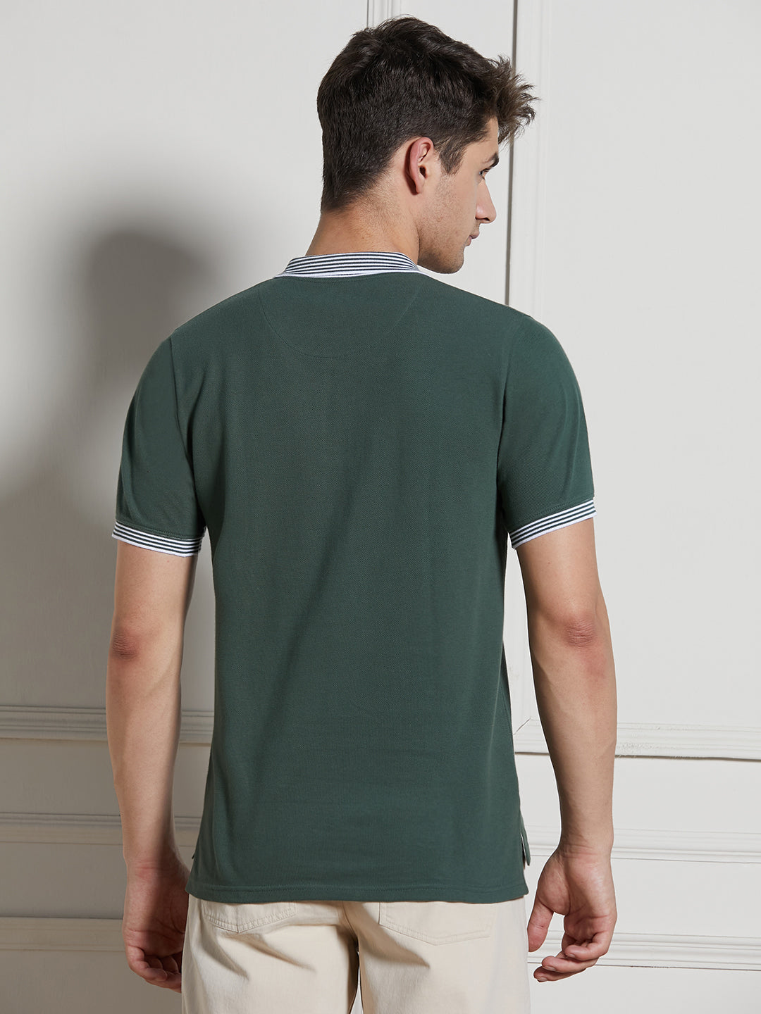 Men's Green Cotton Regular Fit Polo T-Shirt