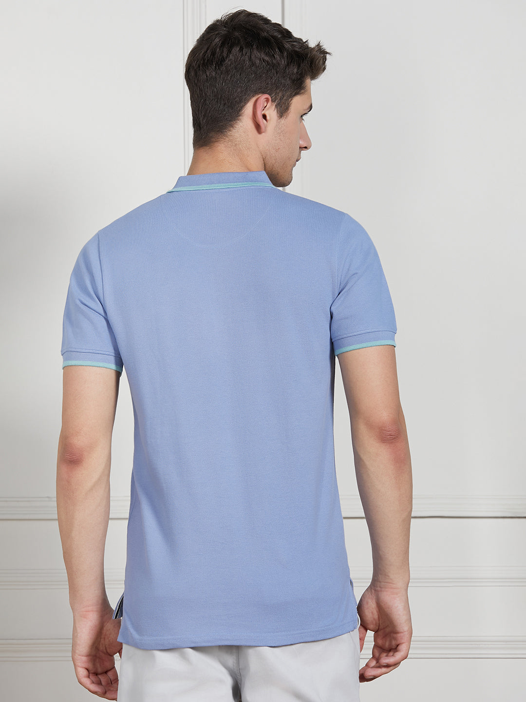 Men's Blue Cotton Regular Fit Polo T-Shirt