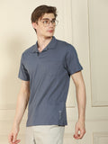 Dennis Lingo Men's Grey Polo Collar Solid Cotton T-Shirt