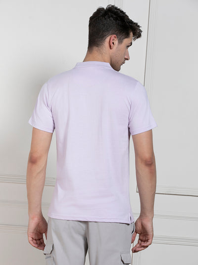 Men's Lavender Polo Collar Solid Regular Fit T-Shirt