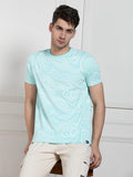 Dennis Lingo Men's Light Blue Round Neck Printed Regular Fit T-Shirt