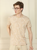 Men's Off-White Round Neck Printed Cotton T-Shirt