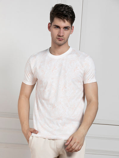 Dennis Lingo Men's Rust Round Neck Printed Regular Fit T-Shirt