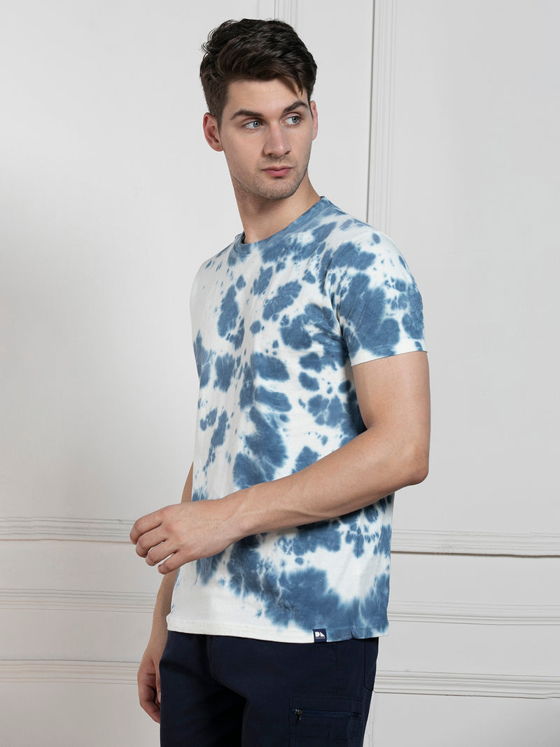 Dennis Lingo Men's Navy Round Neck Dyed Regular Fit T-Shirt