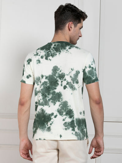 Dennis Lingo Men's Olive Round Neck Dyed Regular Fit T-Shirt