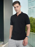 Men's Black Solid Polo Collar Half Sleeves T-shirt