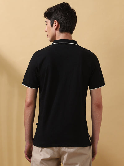 Men's Solid Polo Collar Half Sleeves T-shirt